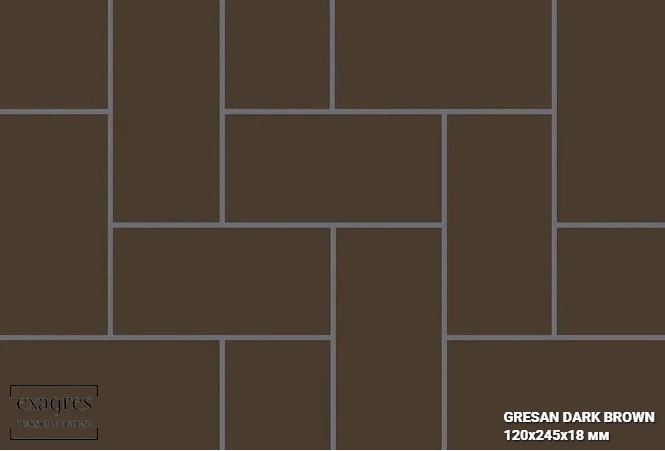 Плитка клинкерная тротуарная GRESAN DARK BROWN, Exagres, 245x120x18 мм